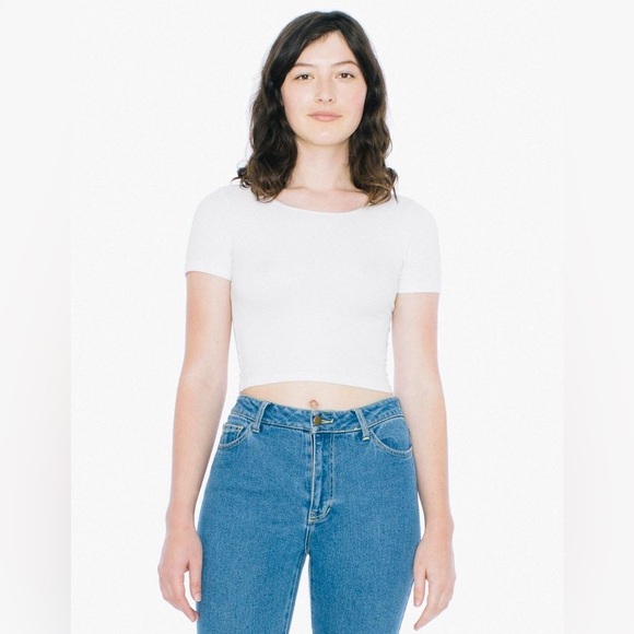 American Apparel Cotton Spandex Jersey Crop T-Shirt - Picture 1 of 4